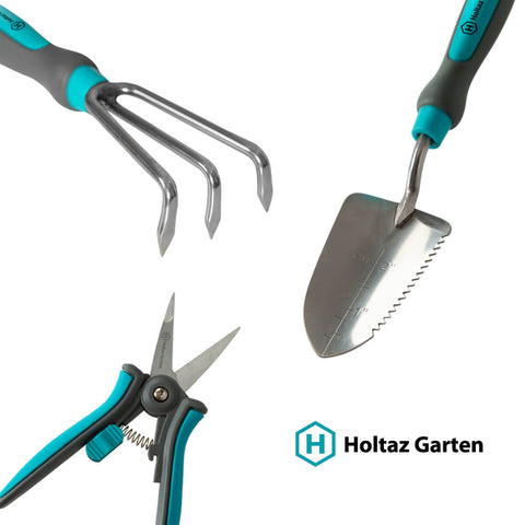 Gartengeräte 3er Set – Handschippe Gartenkralle Pflanzenschere